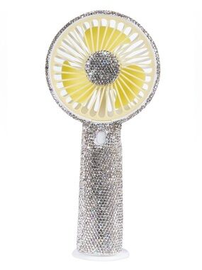 Key West AB Silver Rhinestone Embellished Rechargeable Handheld Fan - 3 Colors